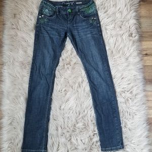 Desigual embroidered straight leg jeans